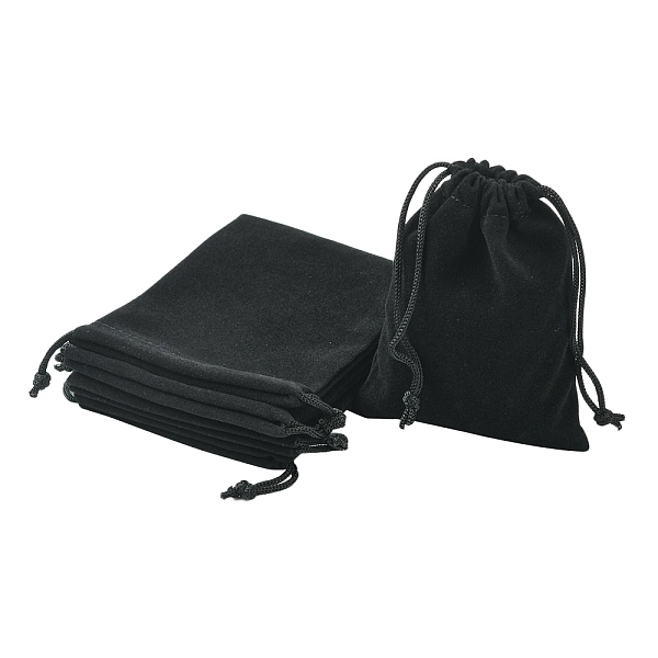 

PandaHall Rectangle Velvet Packing Pouches, Drawstring Bags, for Gift Wrapping, Black, 10x8cm Velvet None Black