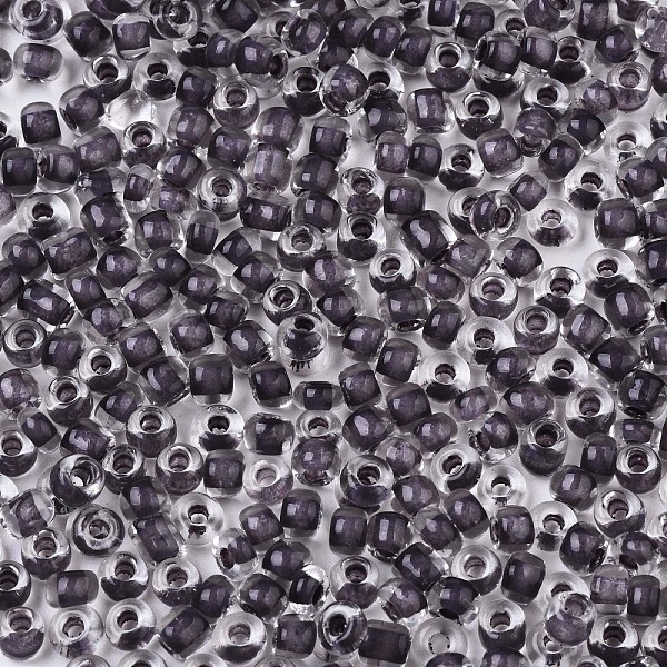 

PandaHall 6/0 Glass Seed Beads, Transparent Inside Colours, Round Hole, Round, Gray, 6/0, 4~5x2.5~4.5mm, Hole: 1.2mm, about 1000pcs/100g...