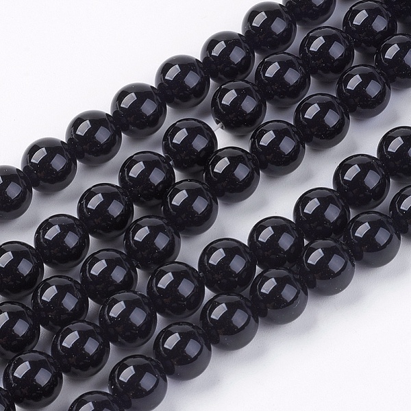 

PandaHall Natural Black Onyx Round Beads Strand, Dyed, Black, 8mm, Hole: 1mm, about 48pcs/strand, 15.74 inch Black Onyx Round Black