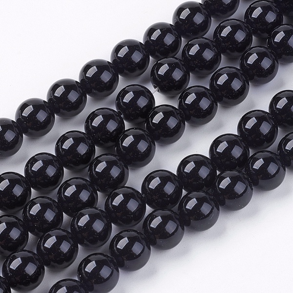 Natural Black Onyx Round Beads Strand