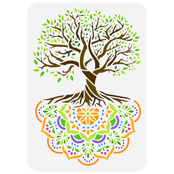 

PandaHall Plastic Drawing Painting Stencils Templates, for Painting on Scrapbook Fabric Tiles Floor Furniture Wood, Rectangle, Tree of Life...