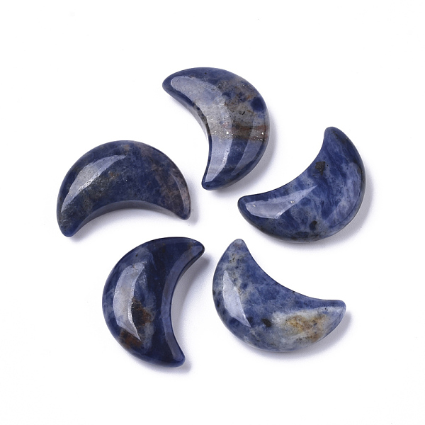 

PandaHall Moon Shape Natural Sodalite Healing Crystal Pocket Palm Stones, for Chakra Balancing, Jewelry Making, Home Decoration...