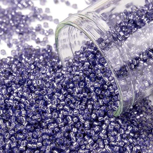 

PandaHall TOHO Round Seed Beads, Japanese Seed Beads, (2123) Silver Lined Tanzanite Opal, 15/0, 1.5mm, Hole: 0.7mm, about 15000pcs/50g Glass..., Purple