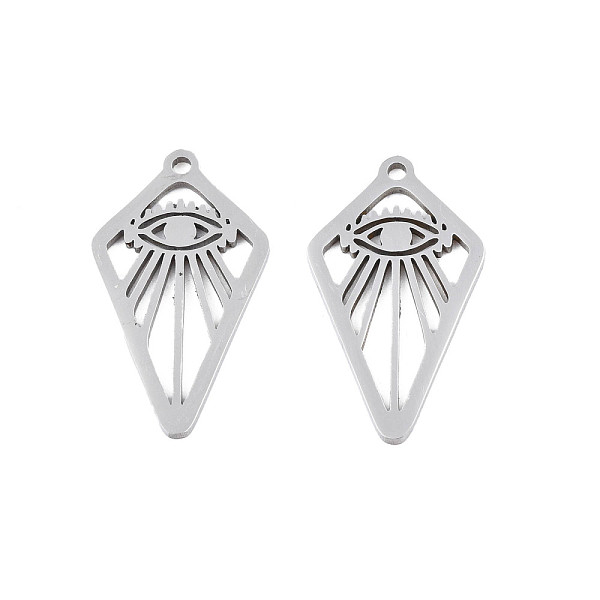 

PandaHall 201 Stainless Steel Pendants, Kite with Eye, Stainless Steel Color, 21.5x12x1mm, Hole: 1.2mm 201 Stainless Steel Others