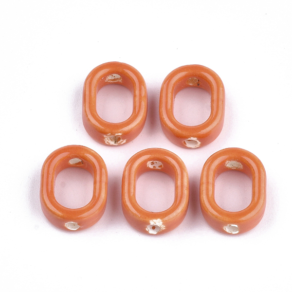 

PandaHall Handmade Porcelain Bead Frames, Bright Glazed Porcelain, Oval, Dark Orange, 16x12.5x5.5mm, Hole: 2mm Porcelain Oval Orange