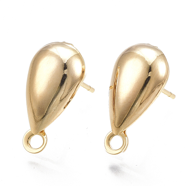 

PandaHall Brass Stud Earring Findings, with Loop, Teardrop, Nickel Free, Real 18K Gold Plated, 17x8.5mm, Hole: 1.8mm, Pin: 0.8mm Brass...