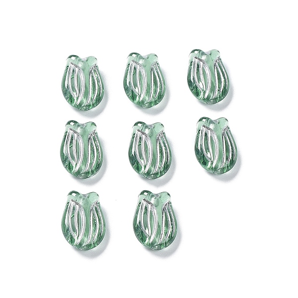 

PandaHall Plating Transparent Acrylic Beads, Metal Enlaced, Tulip, Dark Sea Green, 16x11.5x7mm, Hole: 2mm, about 670pcs/500g Acrylic Flower