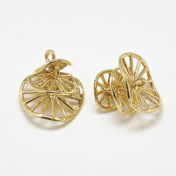 

PandaHall Brass Links connectors, Lemon Slice, Real 18K Gold Plated, 15x15x14.5mm, Hole: 1.5mm Brass Others