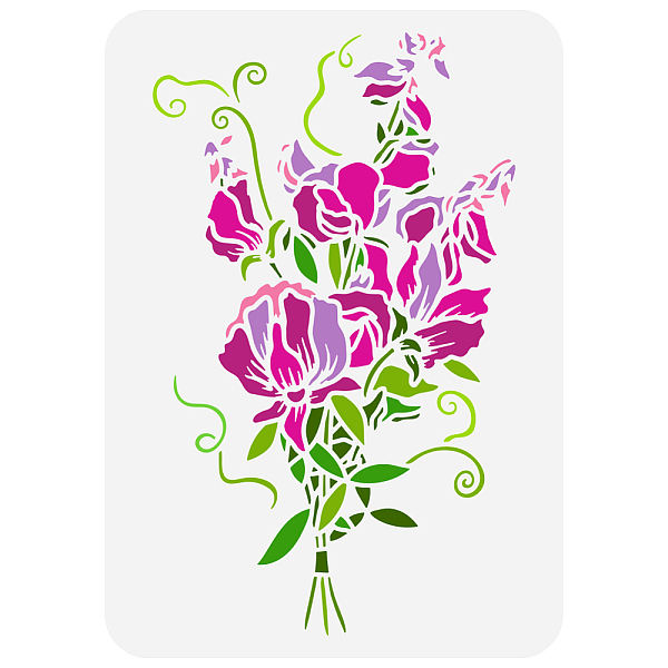 

PandaHall FINGERINSPIRE Sweet Pea Bundle Painting Stencil 8.3x11.7inch Large Sweetpea Bouquet Stencil Sweetpea Tied Bunch Stencil Plant...