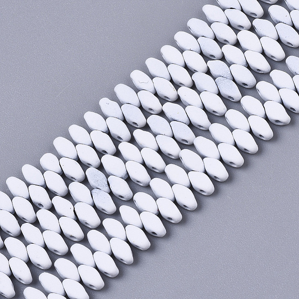 

PandaHall Spray Painted Non-magnetic Synthetic Hematite Multi-Strand Links, for Tile Elastic Bracelets Making, Oval, White, 5x2.5x2mm, Hole...