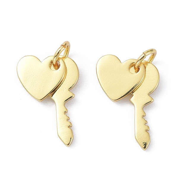 

PandaHall Eco-Friendly Brass Pendants, with Jump Ring, Long-Lasting Plated, Heart and Key, Real 18K Gold Plated, 15.5x6.5x1.2mm Brass Heart