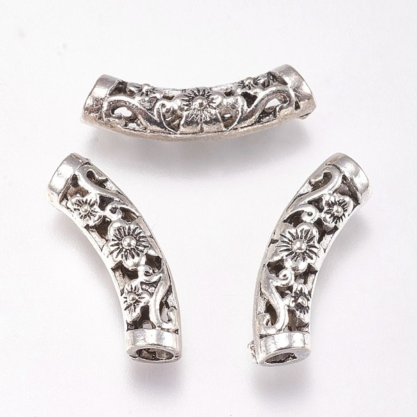 

PandaHall Alloy Tube Beads, with Flower Pattern, Antique Silver, 6.5x20.5x5mm, Hole: 2.5mm Alloy Tube