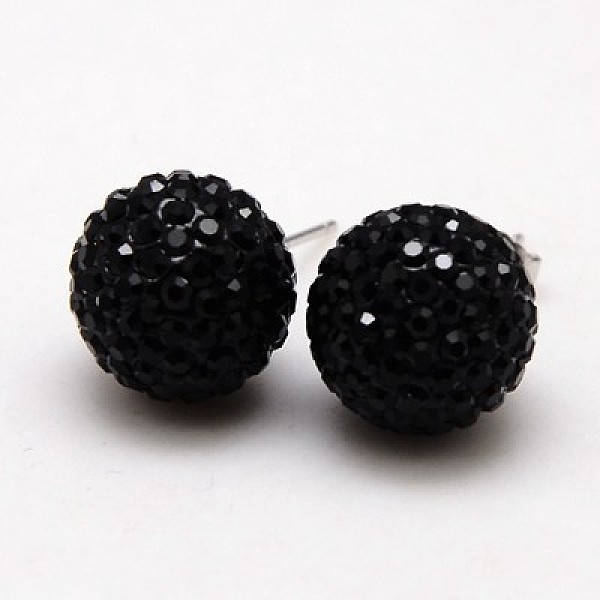 

PandaHall 925 Sterling Silver Austrian Crystal Rhinestone Ear Studs, with Ear Nuts, Round, 280_Jet, 12mm, Pin: 0.8mm Sterling..., Black