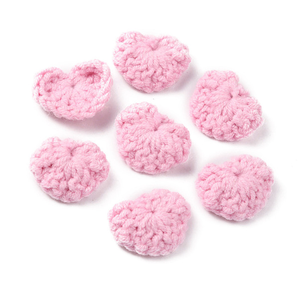 

PandaHall Handicraft Cotton Knitting Heart Ornament Accessories, for DIY Costume, Hat, Bag, Pink, 19~19.5x21.5~24.5x4~5mm Cotton Heart Pink