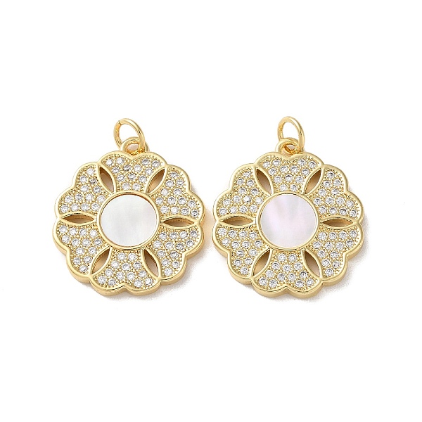 

PandaHall Brass Micro Pave Clear Cubic Zirconia Pendants, with Shell, Real 18K Gold Plated, Flower, 21x19x2.5mm, Hole: 3mm Brass+Cubic...