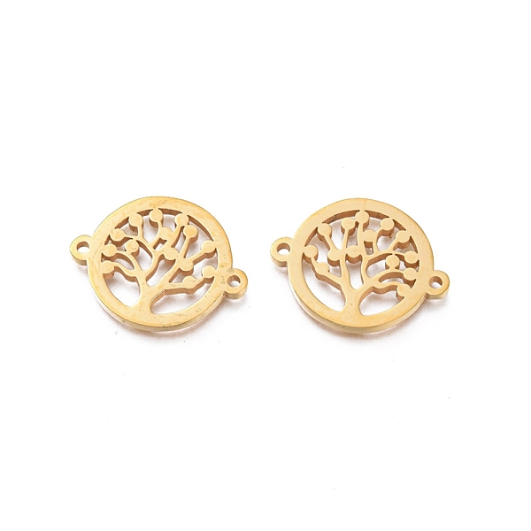 

PandaHall Ion Plating(IP) 304 Stainless Steel Links, Manual Polishing, for Religion, Ring with Tree of Life, Golden, 15x19x1.2mm, Hole...