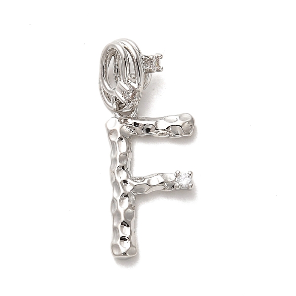 

PandaHall Rack Plating Brass Micro Pave Cubic Zirconia European Dangle Charms, Large Hole Letter Pendant, Platinum, Long-Lasting Plated..., Clear