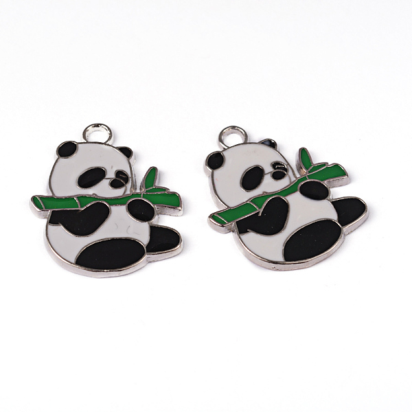 

PandaHall Alloy Enamel Pendants, Lead Free and Cadmium Free, Panda, Platinum Color, Black and White, Size: about 30mm long, 25mm wide, 2mm...