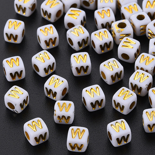 

PandaHall Opaque White Acrylic Beads, Metal Enlaced, Cube with Letters, Letter.W, 4.5mm, Hole: 2mm, about 5000pcs/500g Acrylic Letter W...
