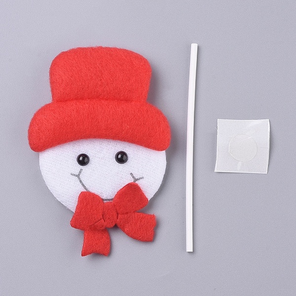 

PandaHall Snowman Shape Christmas Cupcake Cake Topper Decoration, for Party Christmas Decoration Supplies, Red, 97x66x10mm Cloth Human Red