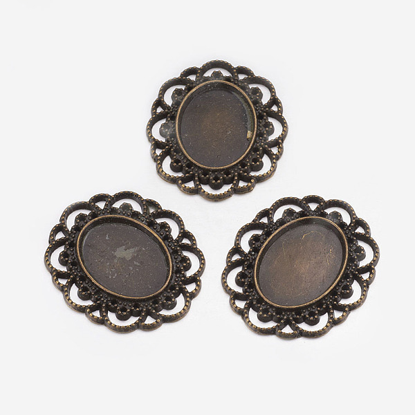 

PandaHall Tibetan Style Cabochon Setting, Oval, Antique Bronze, Lead Free, Nickel Free and Cadmium Free, 42x34.5x3.5mm, Hole: 1mm, Tray...