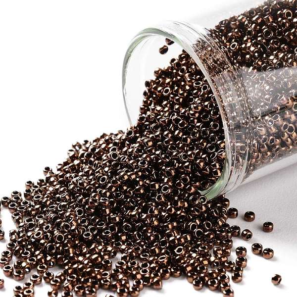 

PandaHall TOHO Round Seed Beads, Japanese Seed Beads, (222) Dark Bronze, 15/0, 1.5mm, Hole: 0.7mm, about 3000pcs/10g Glass Brown