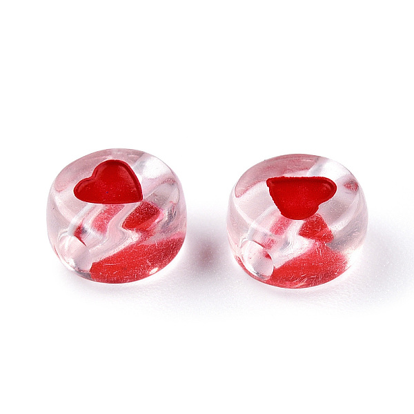 

PandaHall Transparent Acrylic Enamel Beads, Flat Round with Heart, Red, 7x4mm, Hole: 1.8mm, about 108000~111000pcs/15000g Acrylic Flat Round...