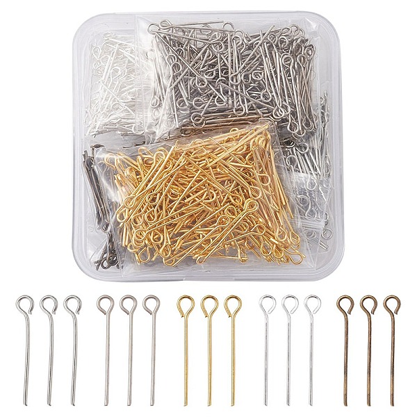

PandaHall 1000Pcs 5 Colors Iron Eye Pins, for Jewelry Making, Mixed Color, 21 Gauge, 20x0.7mm, Hole: 2mm, 200pcs/color Iron