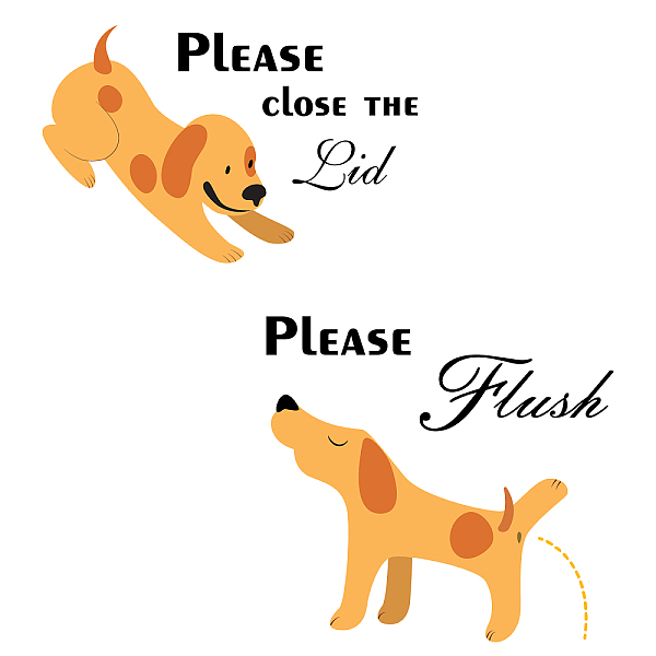 

PandaHall SUPERDANT Cartoon Dog Toilet Stickers Please Close the Lid Funny Decals Please Flush Waterproof Vinyl Wall Art Sign Decor Toilet..., Gold
