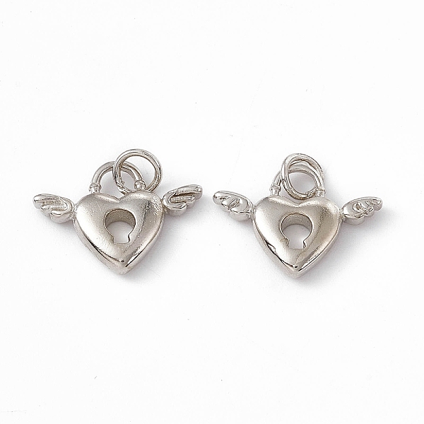 

PandaHall Rack Plating Brass Pendants, with Jump Ring, Long-Lasting Plated, Lead Free & Cadmium Free, Heart with Wing Charm, Platinum...