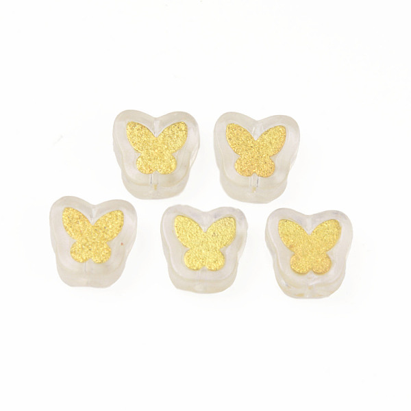 

PandaHall Electroplate Transparent Handmade Lampwork Beads, with Golden Plated Brass Findings, Butterfly, Clear, 11x11x4mm, Hole: 1mm...