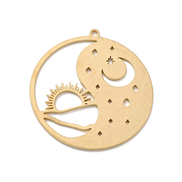 

PandaHall Brass Pendants, Tai Ji with Moon & Sun, Golden, 32x30x0.5mm, Hole: 1.4mm Brass Flat Round