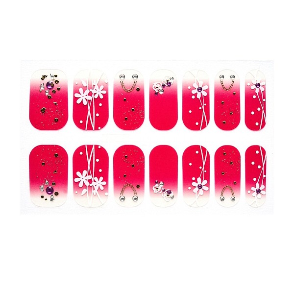 

PandaHall Full Cover Ombre Nails Wraps, Glitter Powder Color Street Nail Strips, Self-Adhesive, for Nail Tips Decorations, Red, 24x8mm...