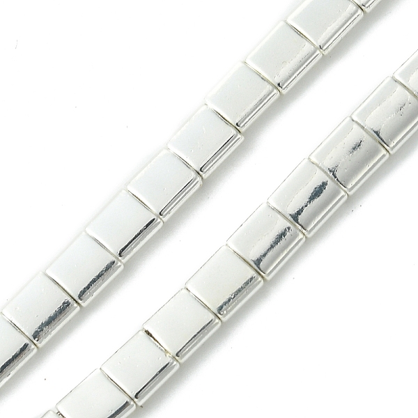 

PandaHall Electroplated Synthetic Non-Magnetic Hematite Beads Strands, Square, 2-Hole, Silver Plated, 5x5x2mm, Hole: 0.9mm, about...