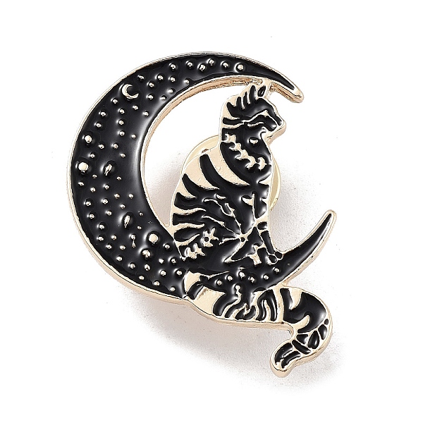 

PandaHall Magical Cat Zinc Alloy Brooches, Enamel Pins, for Backpack Clothes, Moon, 33x28.5x2mm Alloy+Enamel Moon Black