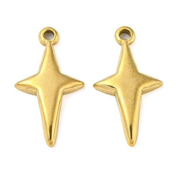 

PandaHall Ion Plating(IP) 304 Stainless Steel Pendants, Star Charm, Real 18K Gold Plated, 23.5x13x3mm, Hole: 1.6mm 304 Stainless Steel Star