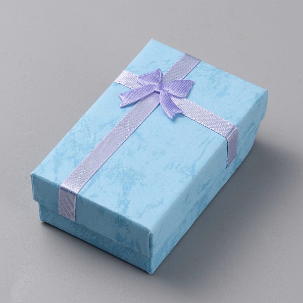 

PandaHall Cardboard Jewelry Set Boxes, with Ribbon Bowknot and White Sponge Inside, for Jewelry Gift Packaging, Rectangle, Light Sky Blue...