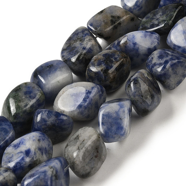 

PandaHall Natural Blue Spot Jasper Beads Strands, Nuggets, Tumbled Stone,, 11.5~24x9~14x6.5~11mm, Hole: 1.1mm, about 26pcs/strand...