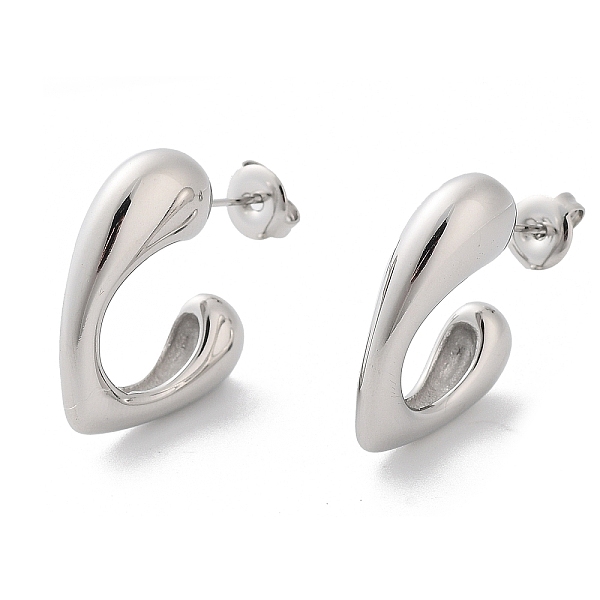 

PandaHall 304 Stainless Steel Stud Earrings, Half Hoop Earrings, Stainless Steel Color, 23x6.5mm 304 Stainless Steel