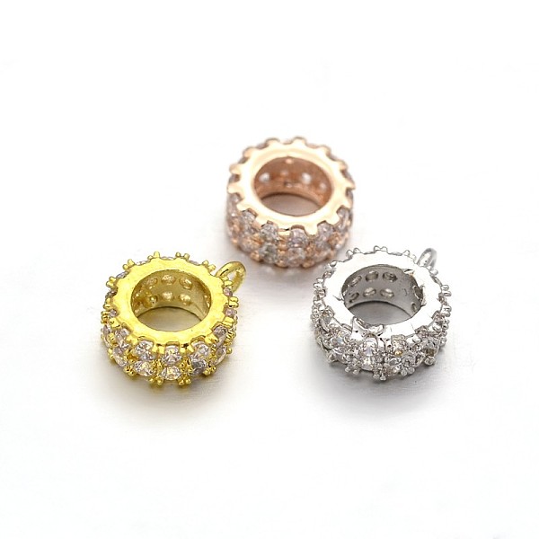 

PandaHall Rack Plating Brass Micro Pave Cubic Zirconia Tube Bails, Loop Bails, Flat Round, Lead Free, Inner Diameter: Cadmium Free, Mixed...