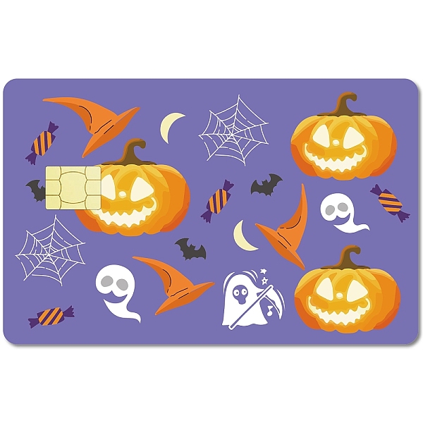 PandaHall CREATCABIN 4Pcs Halloween Card Skin Sticker Pumpkin Ghost Bat Debit Credit Card Skins Covering Personalizing Bank Card Protecting...
