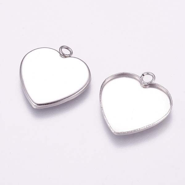 

PandaHall 304 Stainless Steel Pendant Cabochon Settings, Plain Edge Bezel Cups, Heart, Stainless Steel Color, Tray: 19x19mm, 22x20x2mm, Hole...