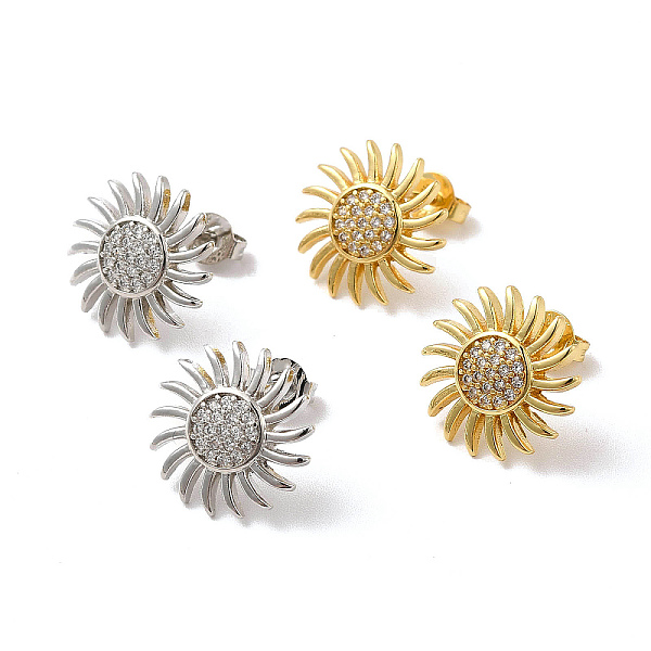 

PandaHall Rack Plating Brass Micro Pave Clear Cubic Zirconia Sun Stud Earrings, Long-Lasting Plated, Lead Free & Cadmium Free, Mixed Color...
