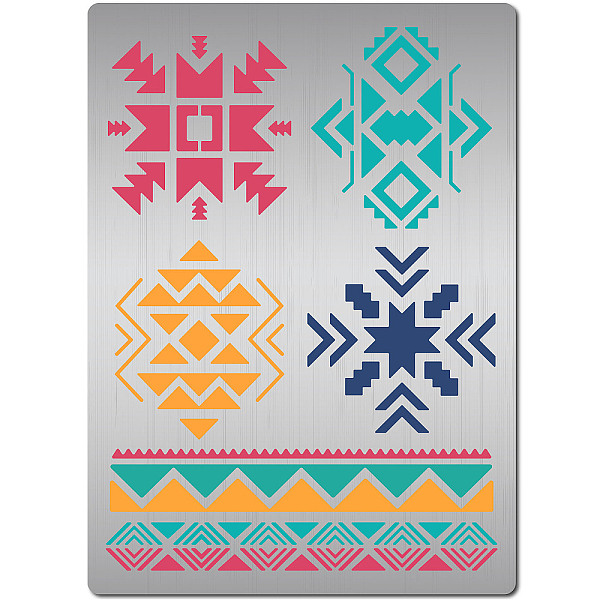 

PandaHall GORGECRAFT Aztec Stencil Tribal Geometric Painting Stencils Boho Borders Tribal Sign Bohemian Theme Metal Template for Painting on...