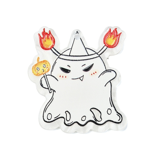 

PandaHall Halloween Style Printed Acrylic Pendants, Ghost, 38x38x2.5mm, Hole: 2mm Acrylic Ghost White