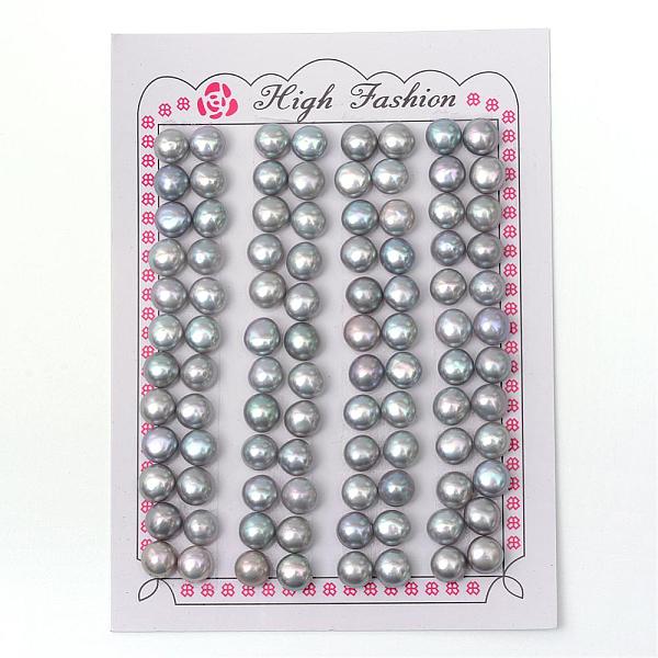

PandaHall Flat Round Natural Cultured Freshwater Pearl Beads, Dyed, Half Drilled, Gray, 7x5mm, Half Hole: 0.8mm, 48pairs/cards Pearl Flat...