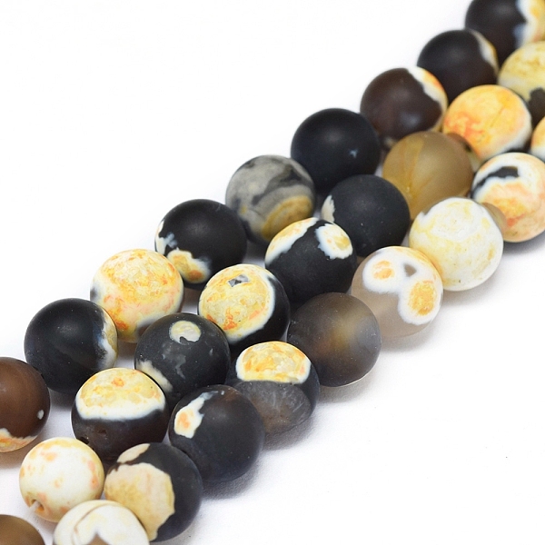 

PandaHall Natural Fire Crackle Agate Bead Strands, Dyed & Heated, Frosted, Round, Yellow, 8mm, Hole: 1mm, about 48pcs/strand, 14.96 inch...