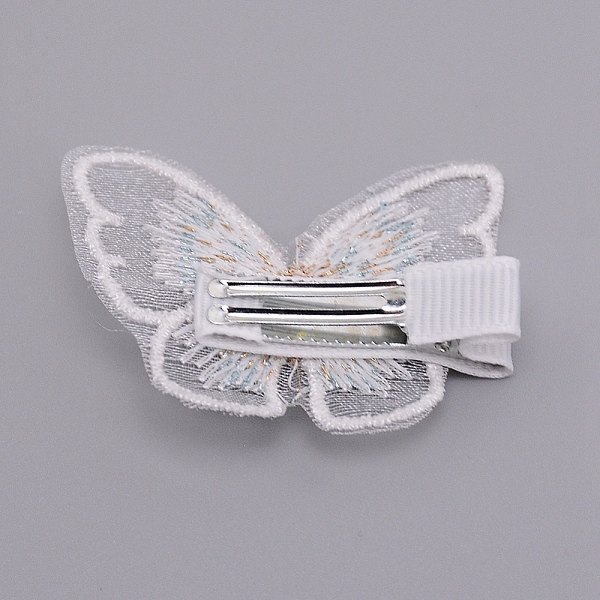 

PandaHall Butterfly Lace Embroidery Hair Clip, with Iron Alligator Hair Clips, White, 38x50x11mm Cloth White