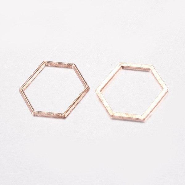 

PandaHall Alloy Linking Rings, Hexagon, Rose Gold, 18x20x1mm Alloy Hexagon