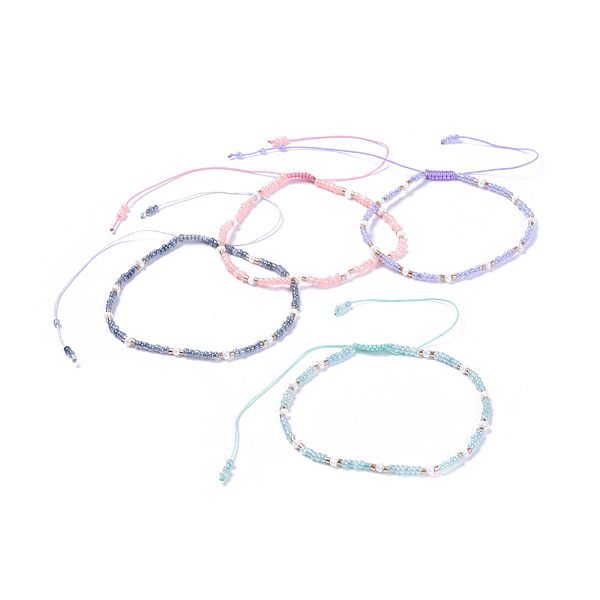 

PandaHall Adjustable Nylon Thread Braided Beads Bracelets, with Glass Seed Beads and Glass Bugle Beads, Mixed Color, 2 inch(5cm) Glass..., Multicolor